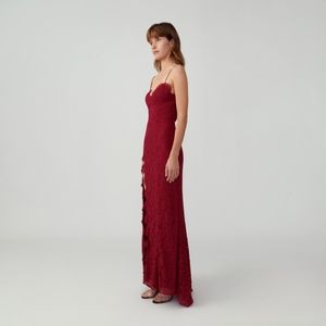 fame and partners lace red dress